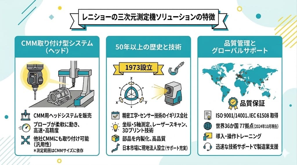 レニショーが提供している三次元測定機の特徴